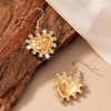 1 Pair Elegant Heart Shape Bee Plating Inlay Glass Ferroalloy Glass 14k Gold Plated Drop Earrings