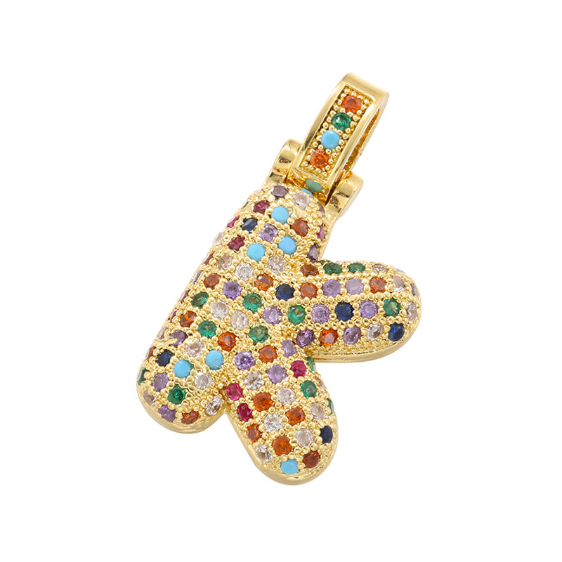 Hip-hop Letter Copper Plating Inlay Zircon 18k Gold Plated Charms