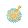 Hip-hop Retro Round Virgin Mary Copper 18k Gold Plated Zircon Charms In Bulk