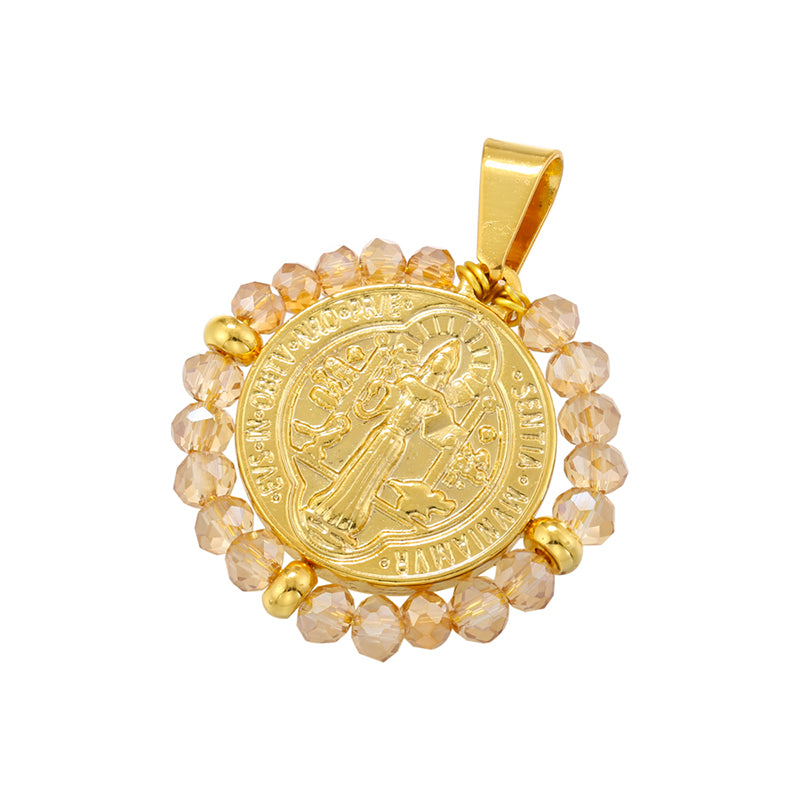 Hip-hop Retro Round Virgin Mary Copper 18k Gold Plated Zircon Charms In Bulk