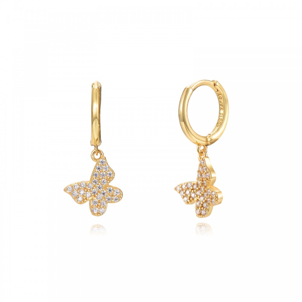 1 Pair Elegant Luxurious Shiny Butterfly Plating Inlay Alloy Zircon 18k Gold Plated Dangling Earrings