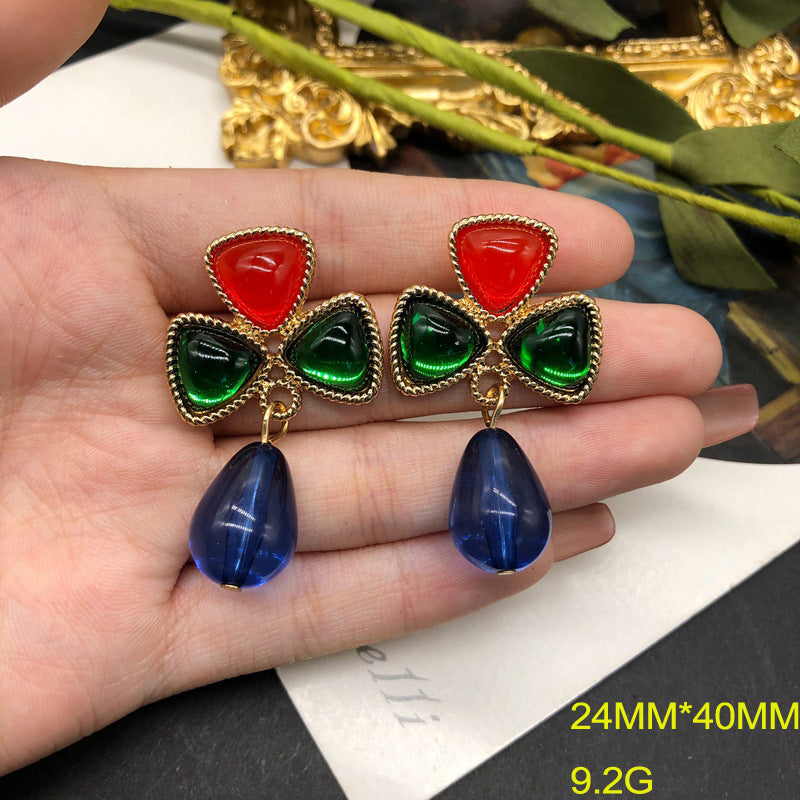 1 Pair Elegant Glam Geometric Plating Inlay Alloy Artificial Gemstones Drop Earrings