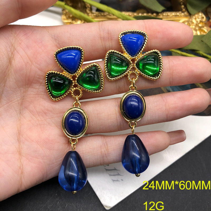 1 Pair Elegant Glam Geometric Plating Inlay Alloy Artificial Gemstones Drop Earrings