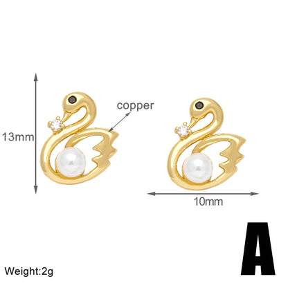 1 Pair Elegant Simple Style Flower Bow Knot Plating Inlay Copper Artificial Pearls Zircon 18k Gold Plated Ear Studs