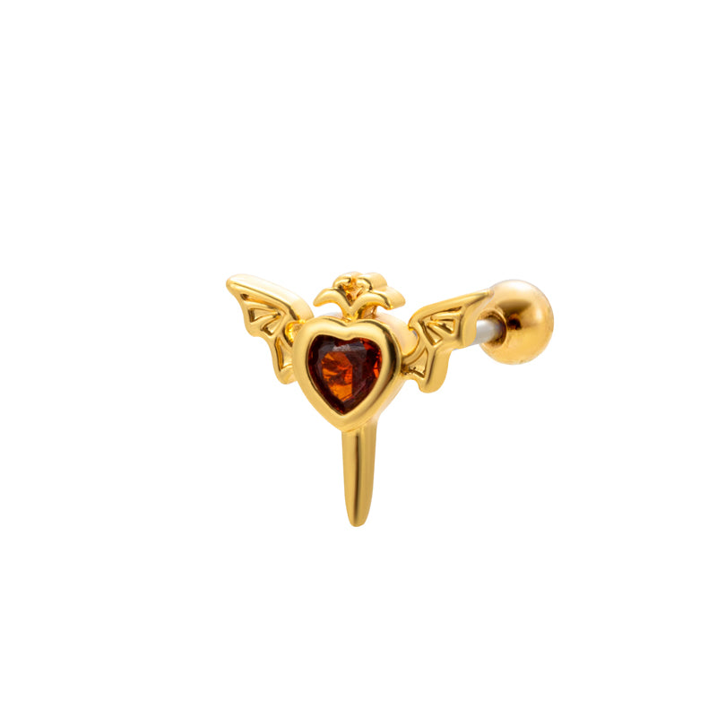 1 Piece Vintage Style Bat Plating Inlay Stainless Steel Zircon 18k Gold Plated Ear Studs