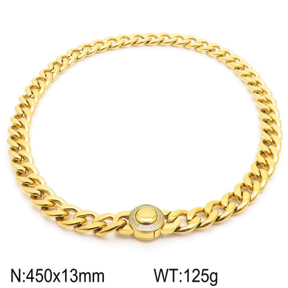 Hip-hop Retro Solid Color Titanium Steel Plating Chain 18k Gold Plated Necklace