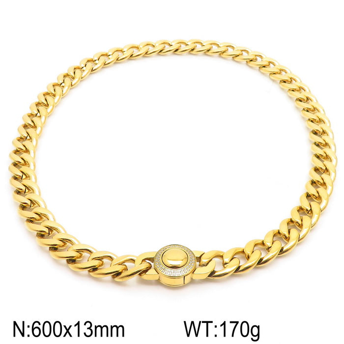 Hip-hop Retro Solid Color Titanium Steel Plating Chain 18k Gold Plated Necklace