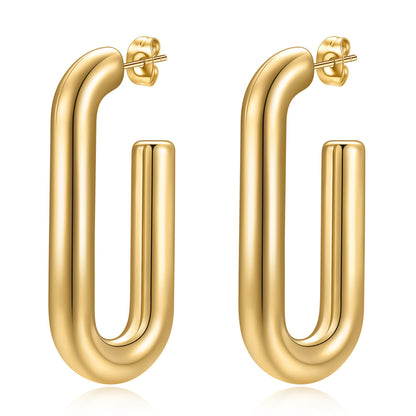 1 Pair Simple Style Solid Color Plating Titanium Steel Gold Plated Earrings