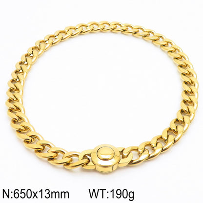 Hip-hop Retro Solid Color Titanium Steel Plating Chain 18k Gold Plated Necklace