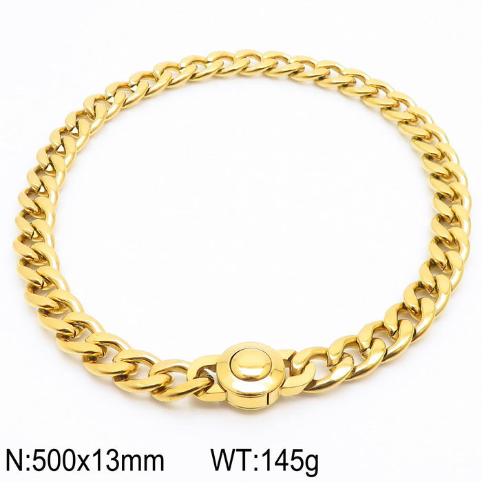 Hip-hop Retro Solid Color Titanium Steel Plating Chain 18k Gold Plated Necklace