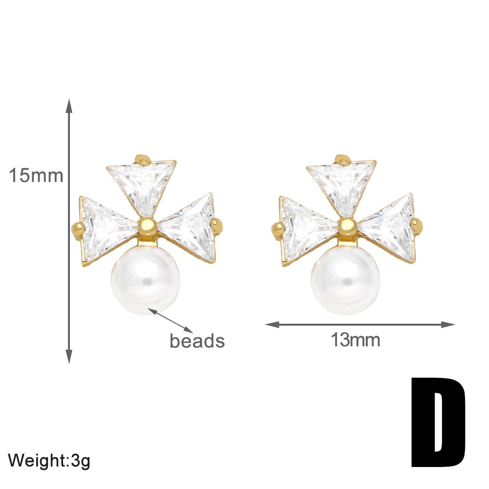 1 Pair Elegant Lady Simple Style Flower Plating Inlay Copper Zircon 18k Gold Plated Ear Studs