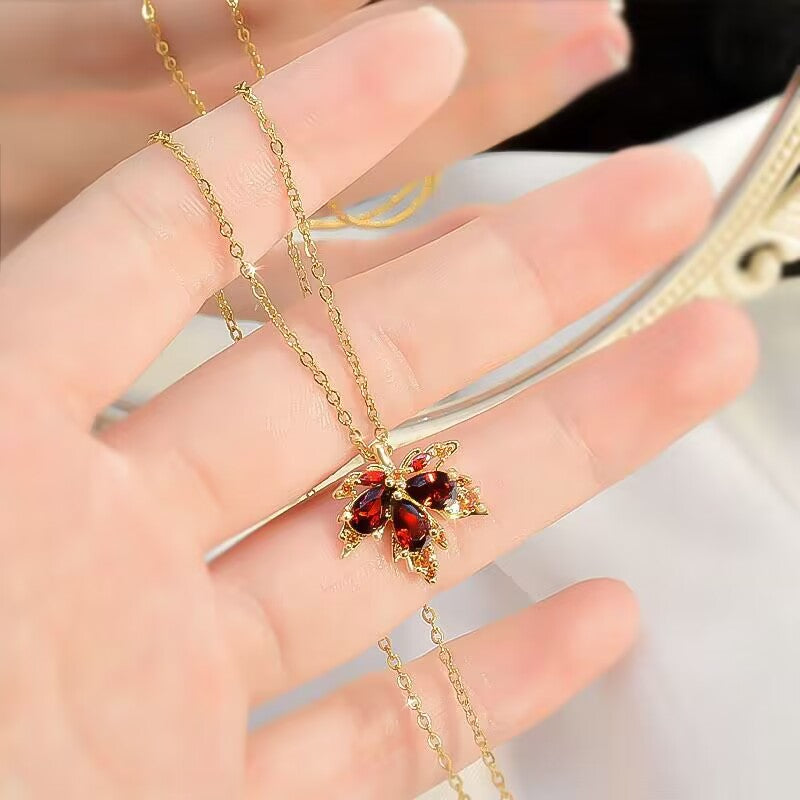 Vintage Style Simple Style Maple Leaf Copper Plating Inlay Zircon 18k Gold Plated Rings Earrings Necklace