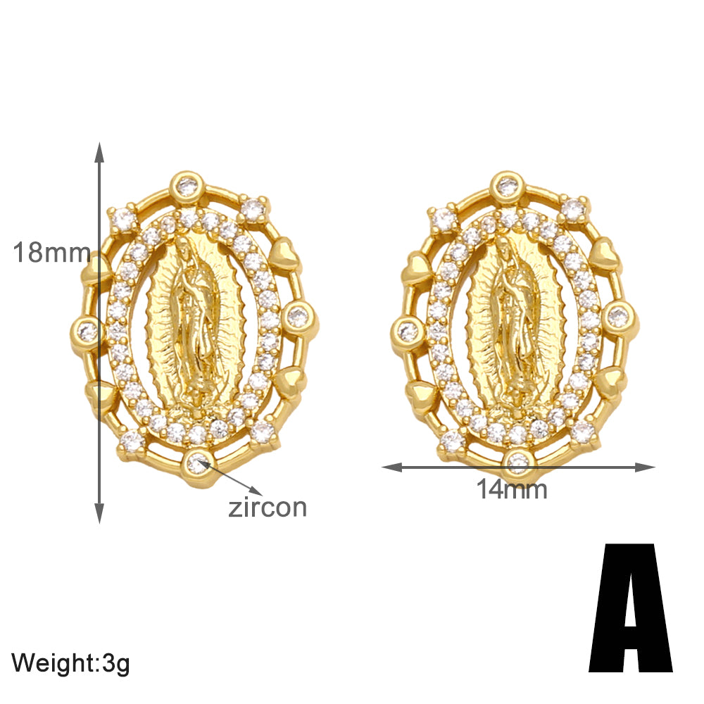 1 Pair Vintage Style Simple Style Heart Shape Plating Inlay Copper Artificial Pearls Zircon 18k Gold Plated Ear Studs