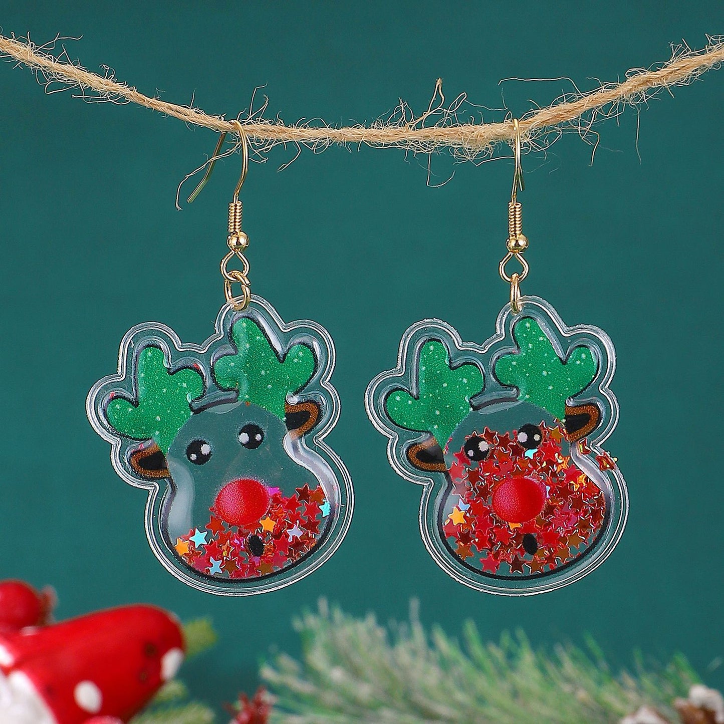 1 Pair Cute Christmas Tree Elk Plating Plastic Drop Earrings