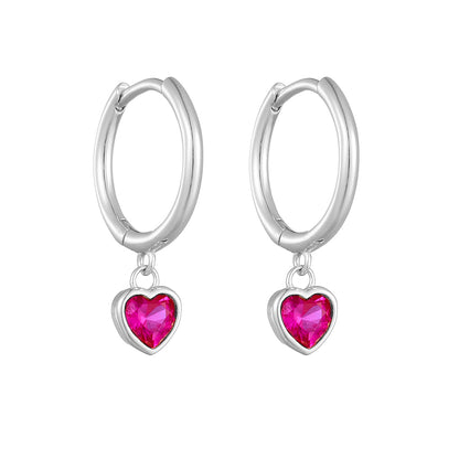 1 Pair Simple Style Heart Shape Plating Inlay Sterling Silver Zircon 14k Gold Plated Rhodium Plated Drop Earrings