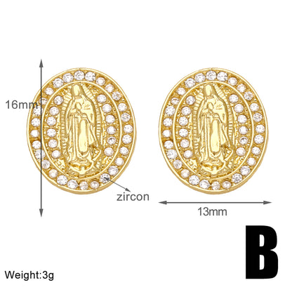 1 Pair Vintage Style Simple Style Geometric Plating Inlay Copper Zircon 18k Gold Plated Ear Studs