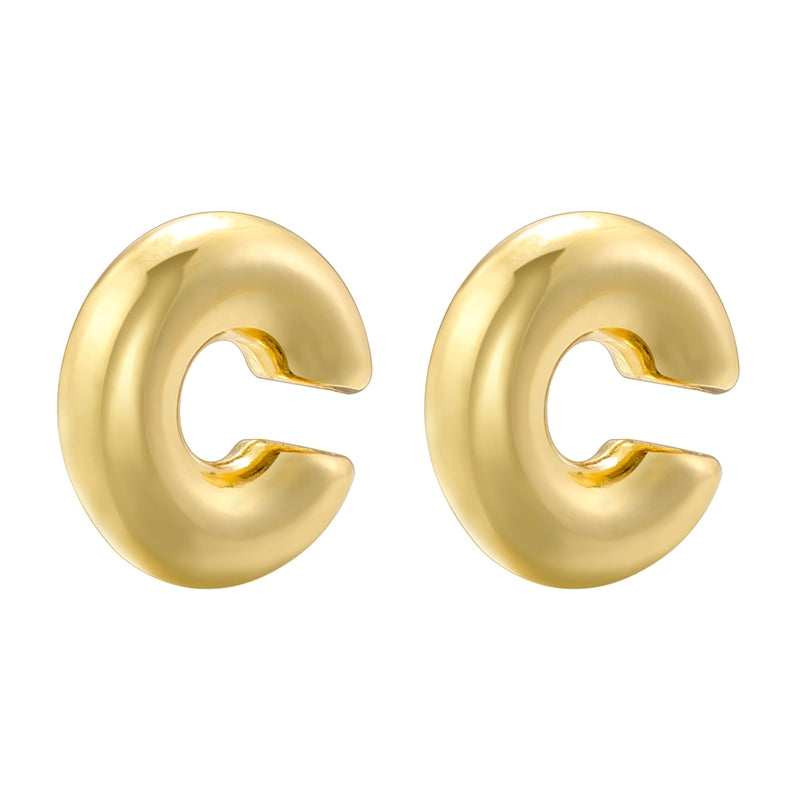 1 Pair Retro Simple Style C Shape Plating Copper 18k Gold Plated Earrings