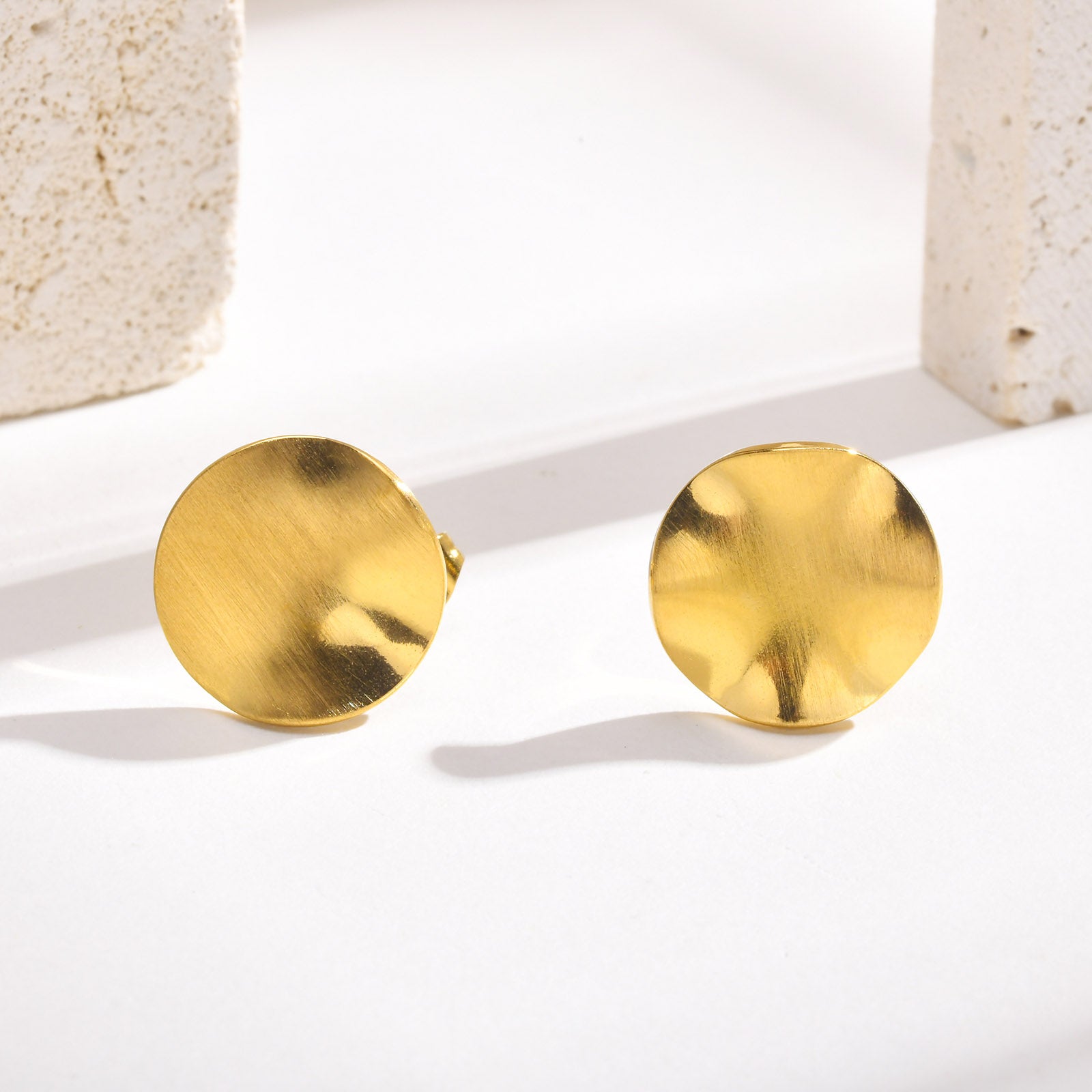 1 Pair Ig Style Simple Style Round Irregular Plating Stainless Steel 18k Gold Plated Ear Studs