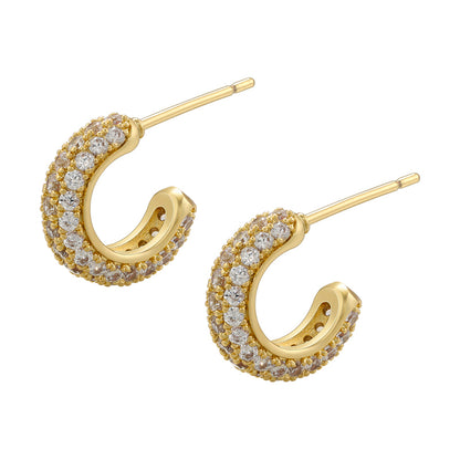 1 Pair Ig Style Simple Style Streetwear C Shape Plating Inlay Copper Zircon 18k Gold Plated Ear Studs