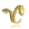 Retro Roman Style Snake Copper Plating Inlay Zircon Open Rings