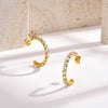 1 Pair Vintage Style C Shape Plating Inlay Stainless Steel Zircon 18k Gold Plated Hoop Earrings