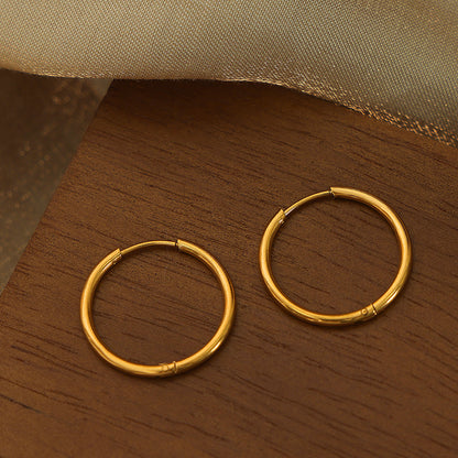 1 Pair Simple Style Circle Solid Color Plating Titanium Steel 18k Gold Plated Hoop Earrings