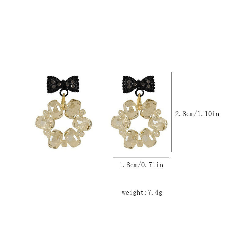 1 Pair Sweet Simple Style Bow Knot Inlay Stainless Steel Crystal Drop Earrings