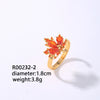 Elegant Classic Style Geometric Maple Leaf Copper Plating Inlay Zircon Open Rings