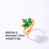 Elegant Classic Style Geometric Maple Leaf Copper Plating Inlay Zircon Open Rings