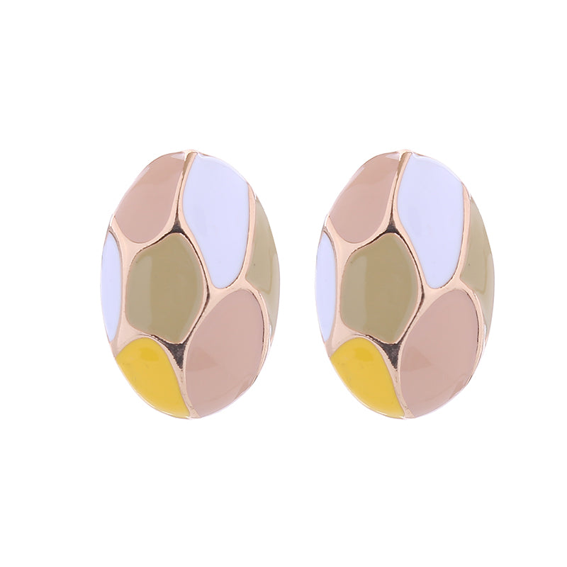 1 Pair Elegant Luxurious Oval Flower Enamel Alloy Ear Studs