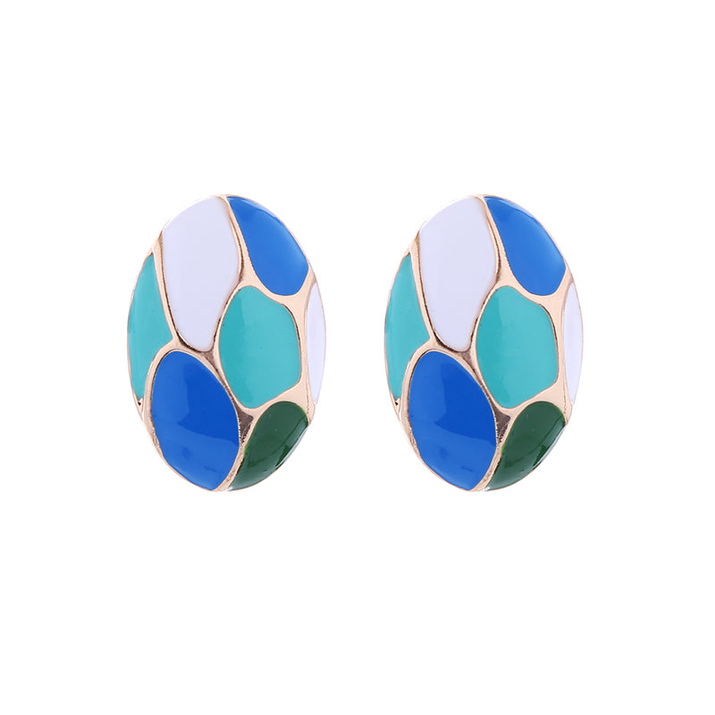 1 Pair Elegant Luxurious Oval Flower Enamel Alloy Ear Studs