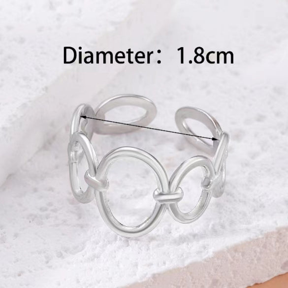 Retro Geometric Stainless Steel Plating Open Rings