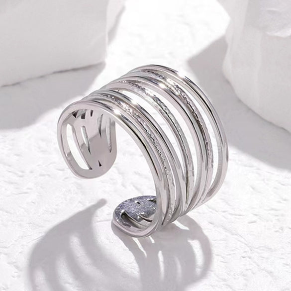 Retro Geometric Stainless Steel Plating Open Rings