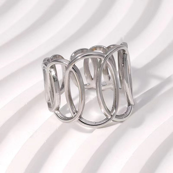 Retro Geometric Stainless Steel Plating Open Rings