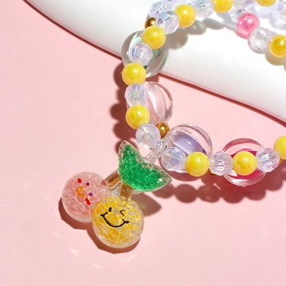 Princess Cute Sweet Cherry Fruit Arylic Resin Beaded Girl's Bracelets