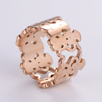 Vintage Style Bear Stainless Steel Plating 18k Gold Plated Rose Gold Plated Rings