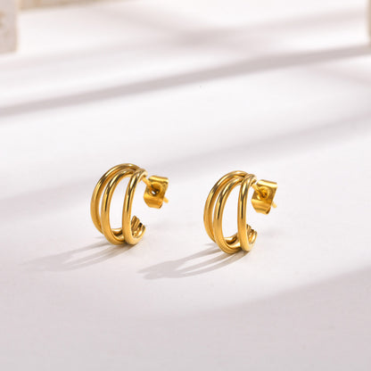 1 Pair Simple Style Solid Color Plating Stainless Steel 18k Gold Plated Ear Studs