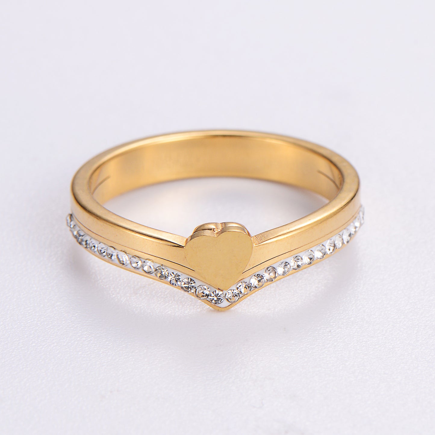 Casual Heart Shape Stainless Steel Plating 18k Gold Plated Rose Gold Plated Rings