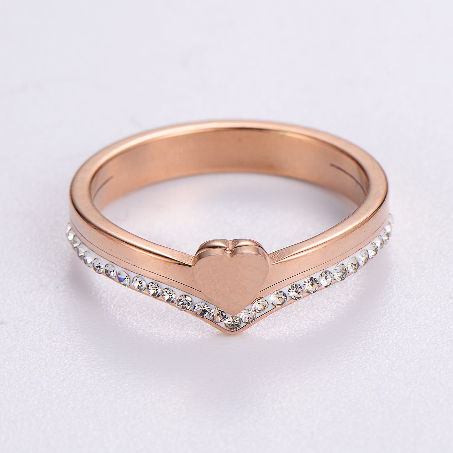 Casual Heart Shape Stainless Steel Plating 18k Gold Plated Rose Gold Plated Rings