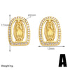 1 Pair Vintage Style Simple Style Virgin Mary Plating Inlay Copper Zircon 18k Gold Plated Ear Studs