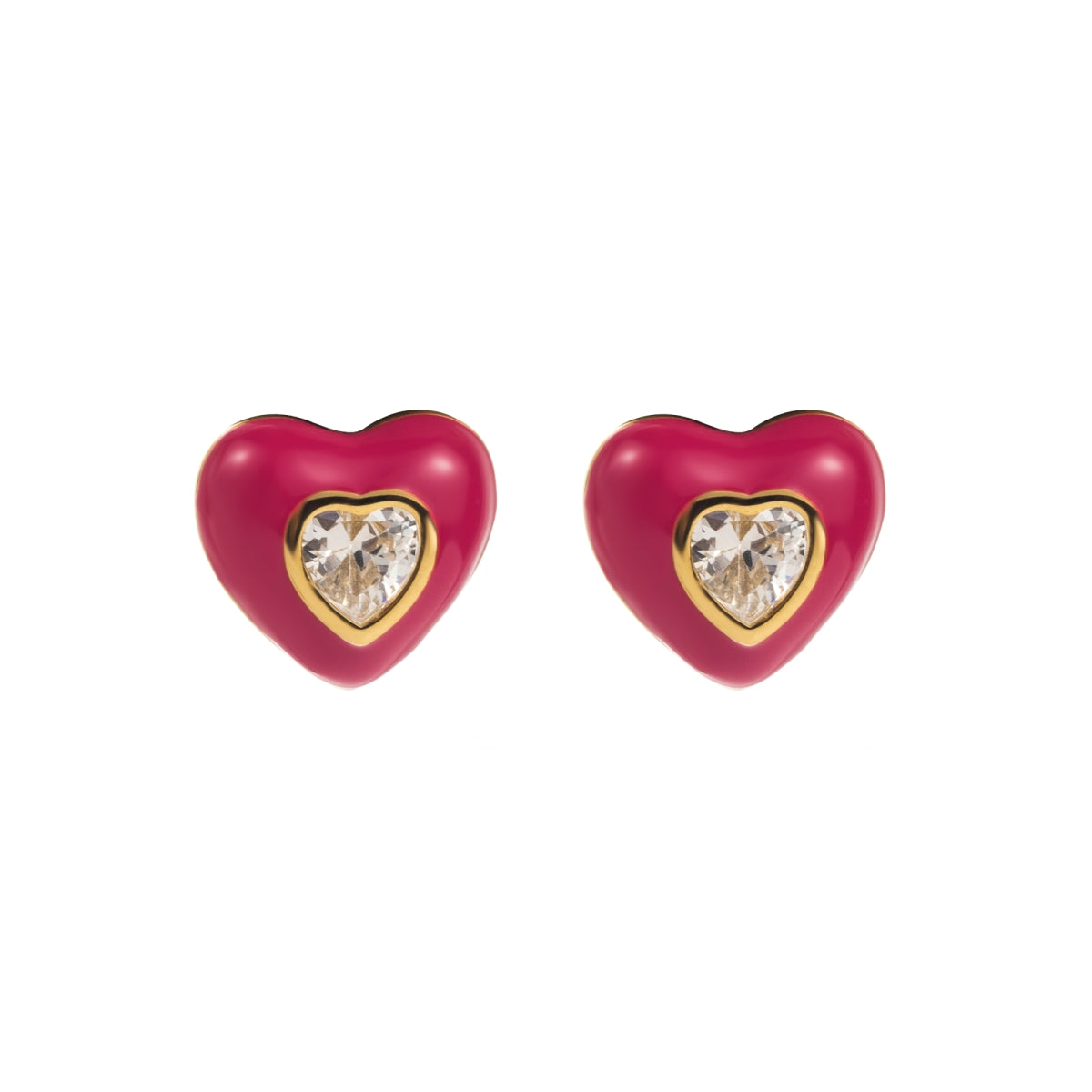 1 Pair Simple Style Heart Shape Inlay Stainless Steel Rhinestones Ear Studs