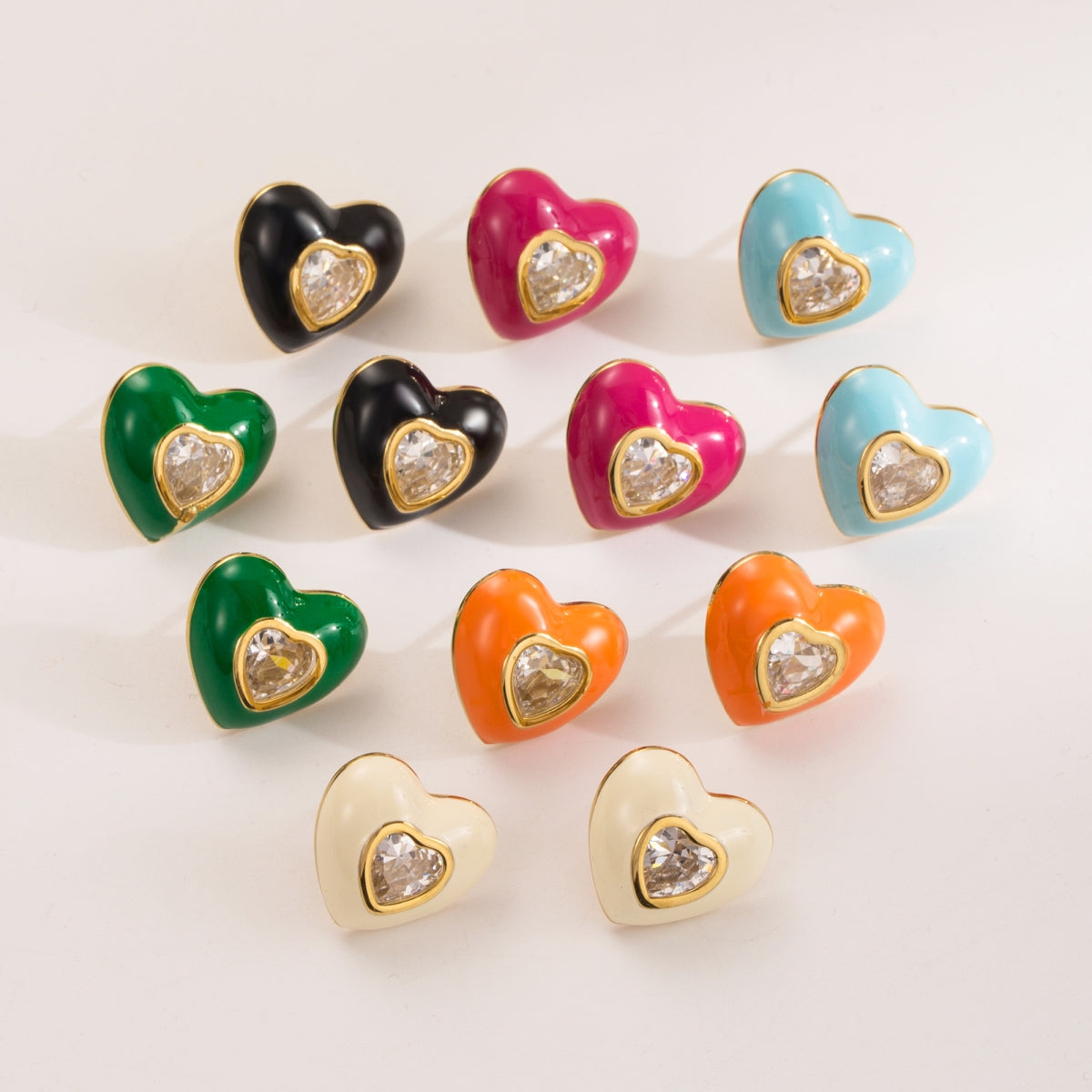 1 Pair Simple Style Heart Shape Inlay Stainless Steel Rhinestones Ear Studs