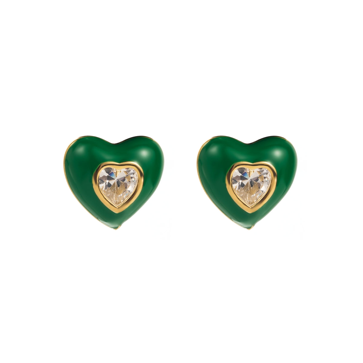 1 Pair Simple Style Heart Shape Inlay Stainless Steel Rhinestones Ear Studs