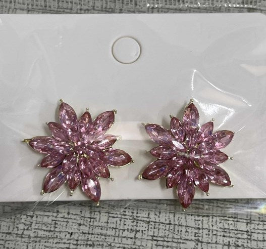 1 Pair Commute Flower Inlay Alloy Zircon Ear Studs