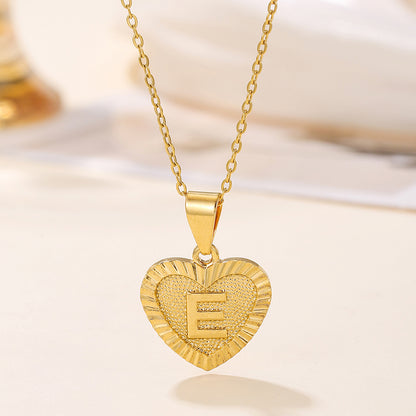 Sweet Letter Stainless Steel Copper Plating Inlay Zircon 18k Gold Plated Pendant Necklace