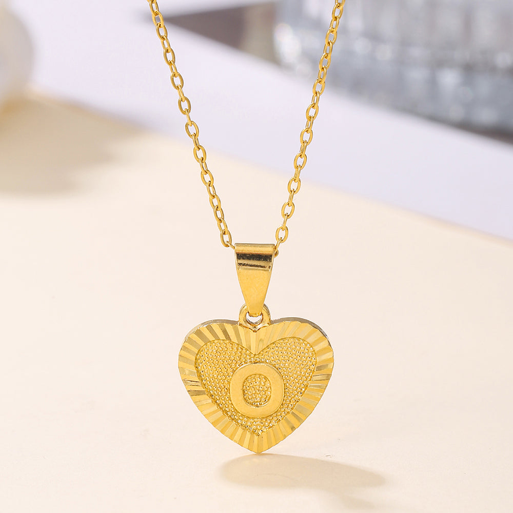 Sweet Letter Stainless Steel Copper Plating Inlay Zircon 18k Gold Plated Pendant Necklace