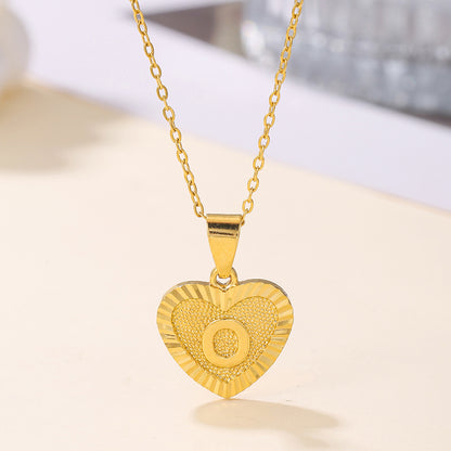 Sweet Letter Stainless Steel Copper Plating Inlay Zircon 18k Gold Plated Pendant Necklace