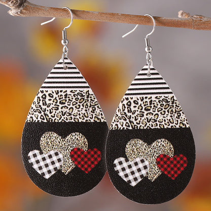 1 Pair Retro Water Droplets Pu Leather Drop Earrings