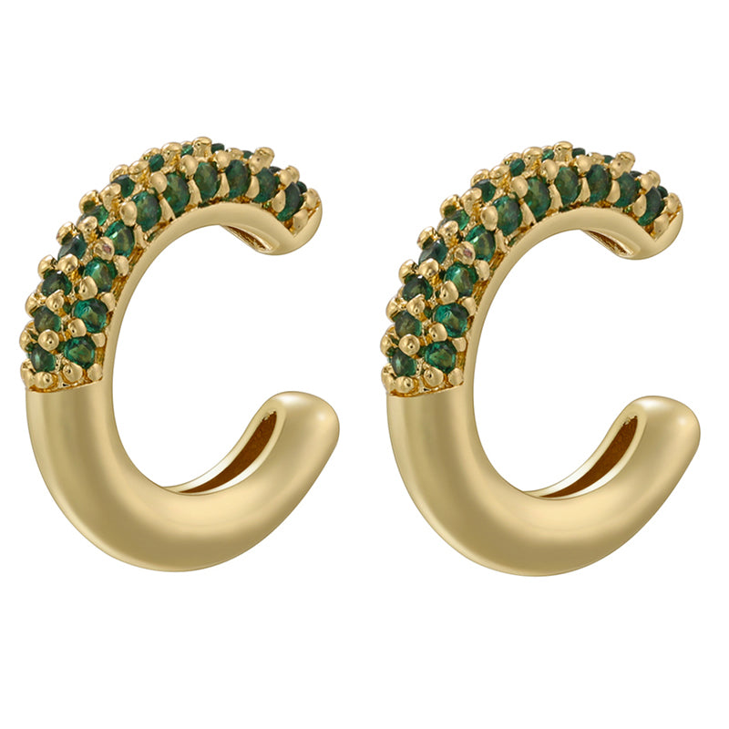 1 Pair Elegant Luxurious Shiny C Shape Plating Inlay Copper Zircon 18k Gold Plated Ear Cuffs