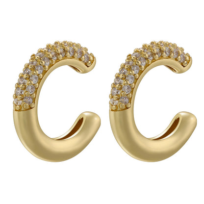 1 Pair Elegant Luxurious Shiny C Shape Plating Inlay Copper Zircon 18k Gold Plated Ear Cuffs